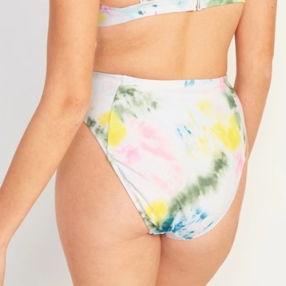 High waisted tie dye drawstring swim bottoms size medium multi color tie dye - Picture 3 of 4